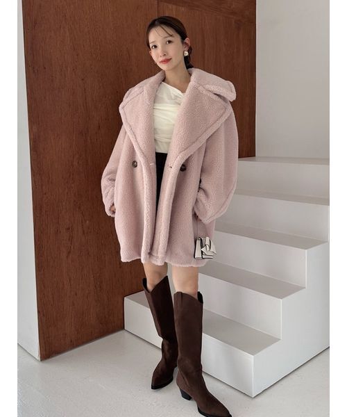 セール】ECOPELボアミドルコート（ムートンコート）｜FRAY I.D（フレイ