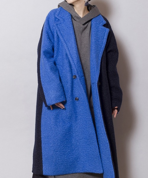 セール】バイカラーダブルブレストコート（ダウンジャケット/コート