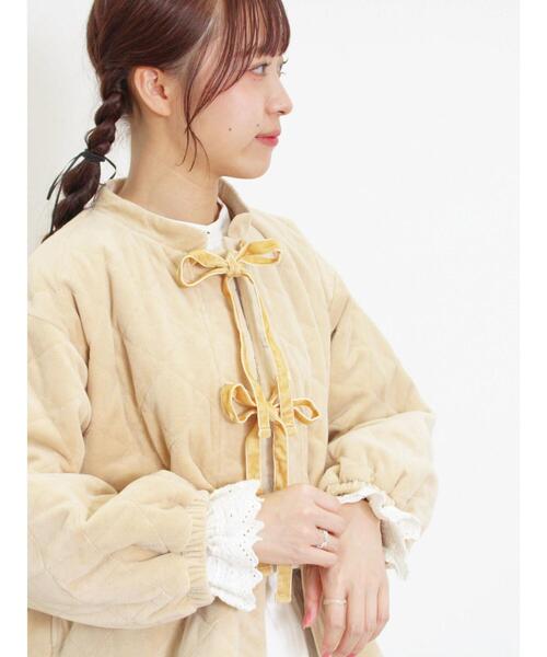 Samansa Mos2（サマンサ モスモス）の「ベロア中綿キルトジャケット