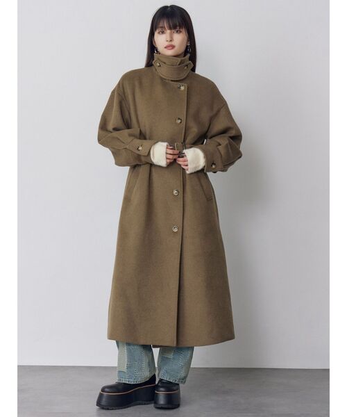 セール】スタンドネックダブルカラーコート（ステンカラーコート