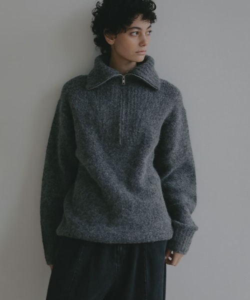 セール】ハーフジップアルパカニットプルオーバー（ニット/セーター