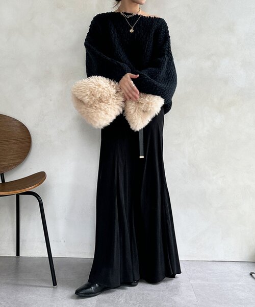 セール】ウールスラブロービングニット（ニット/セーター）｜DouDou