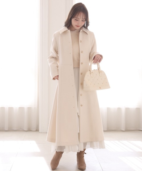 セール】【サイズ展開あり】襟袖フェイクファーロングコート（ステン