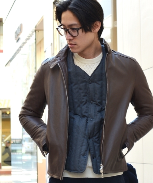 SHIPS（シップス）の「SC: ラムレザー ドッグイヤー/ブルゾン