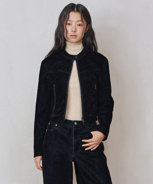 セール】[ベルベットデニム]Velvet Denim Jacket DCWJK001BLACK