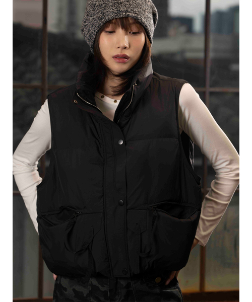 セール】オーバーサイズダウンベスト [ブラック]（ダウンベスト）｜THE