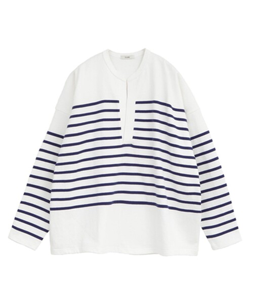 CLANE（クラネ）の「【CLANE/クラネ】WIDE HENRY NECK BORDER TOPS