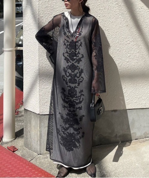 セール】FLORA EMBROIDERY MESH DRESS（ドレス）｜Ameri（アメリ）の