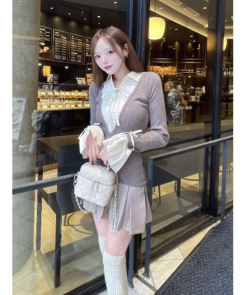 Darich シャツドッキングプリーツミニワンピース FREE GRY グレー