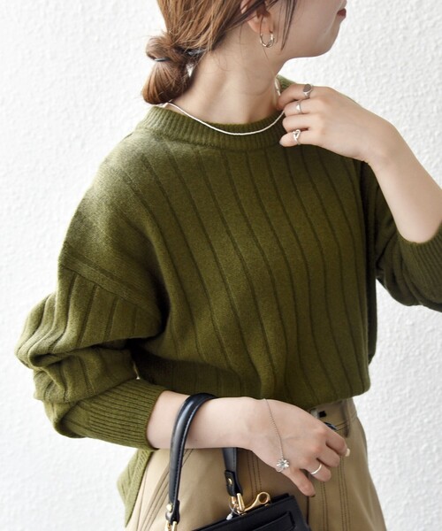 セール】SHIPS any:〈手洗い可能〉ヤク ワイドリブ ラウンドヘム