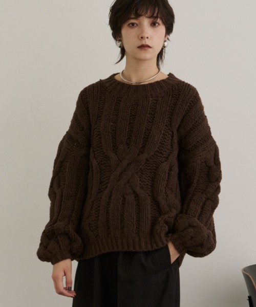 バルキーケーブルニットプルオーバー（ニット/セーター）｜DFFUR