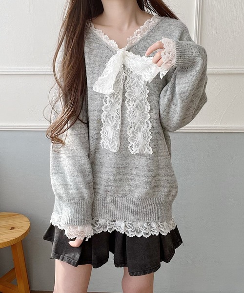 セール】レースリボンニット（ニット/セーター）｜Nana(ナナ)（ナナ
