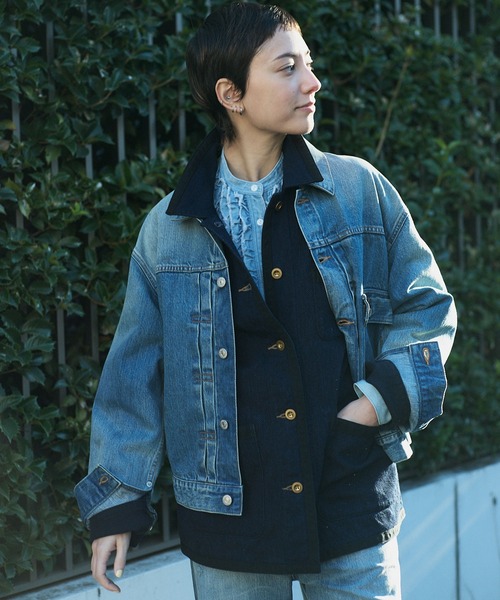 グッチ】美品デニム フリルシャツ インディゴ ロゴボタン レザータグ