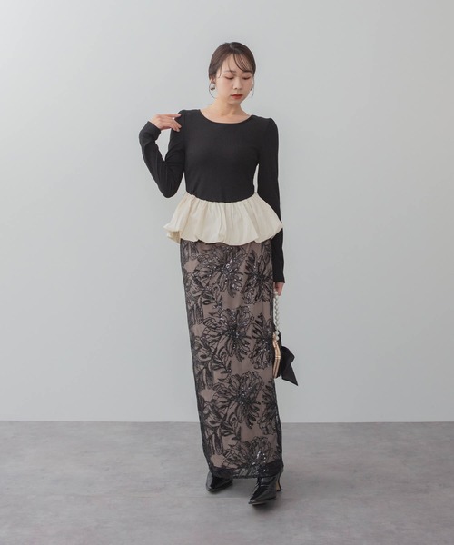 Leja（レジャ）の「【LEJA】アシンメトリーシアーフラワースパンコール