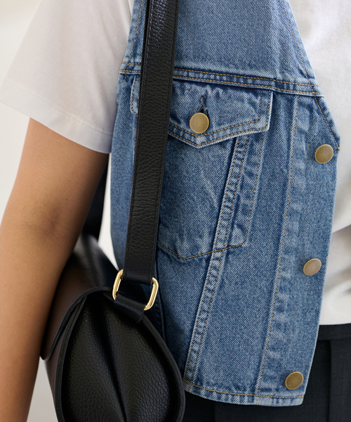 25245 ハルソラタン ストレッチカラーデニム 前開きベスト 25245