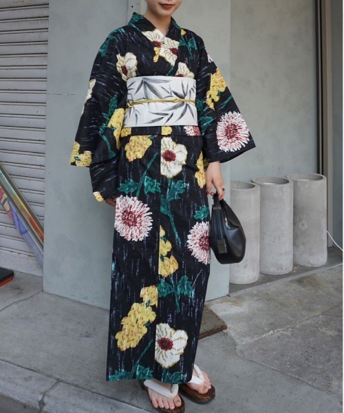 セール】KEITAMARUYAMA × Ameri BLACK FLOWER YUKATA（浴衣）｜Ameri
