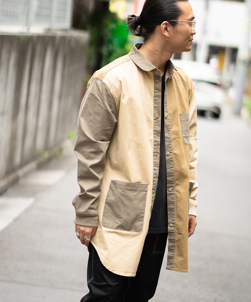 ストレッチヘリンボーンロング シャツジャケット | ジムマスター（gym