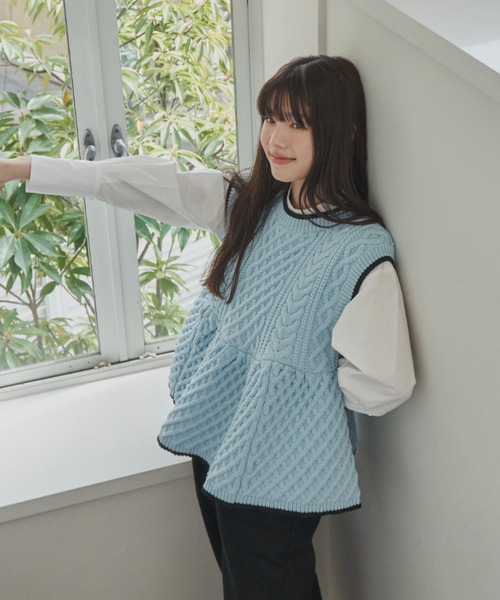 GIUNON（ジウノン）の「【REVIVAL】cable knit vest / ケーブルニット