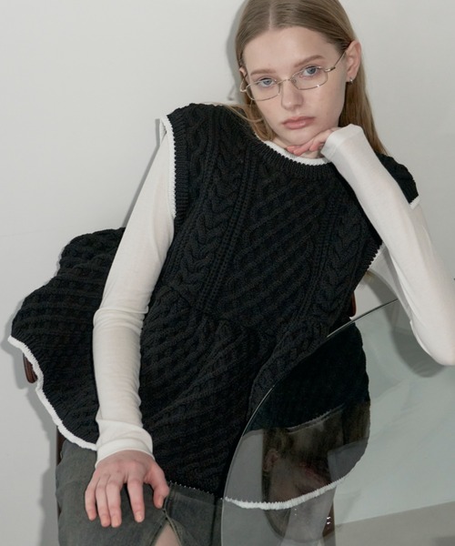GIUNON（ジウノン）の「【REVIVAL】cable knit vest / ケーブルニット