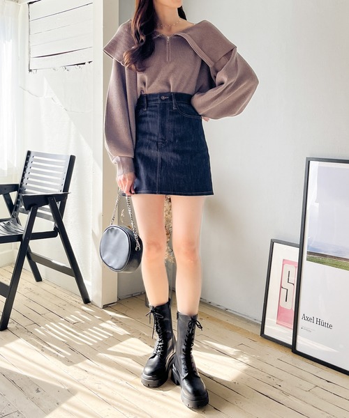 Heather（ヘザー）の「色移りしないデニムミニスカート 182964（デニム