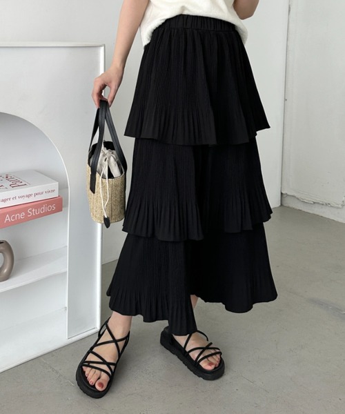 CLEA（クレア）の「3段ティアードフリル カンカンロング丈スカート