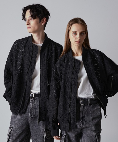 CLEL】Jacquard Lace MA-1 Blouson / ジャガードレースMA-1ブルゾン
