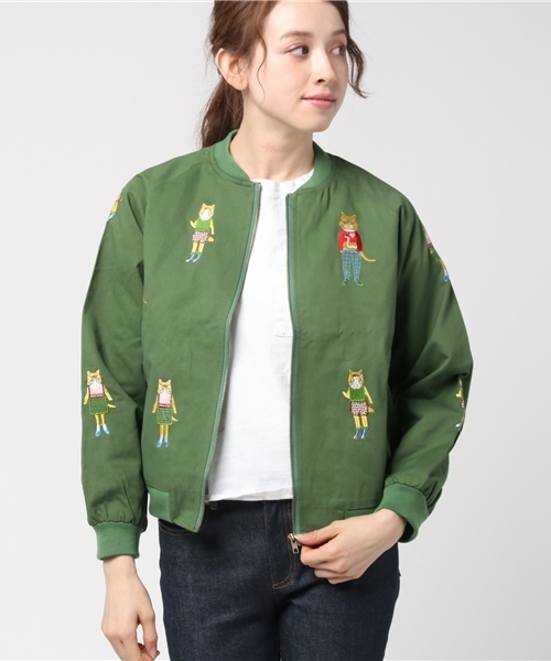 rovtski（ロフトスキー）の「猫刺繍MA-1ブルゾン（MA-1）」 - WEAR