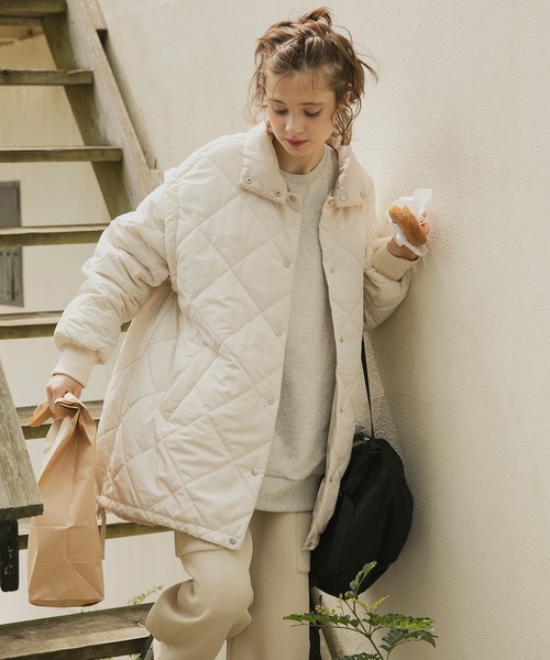 forksy.】マルチウェイ中綿リバーシブルダイヤキルティングミドル