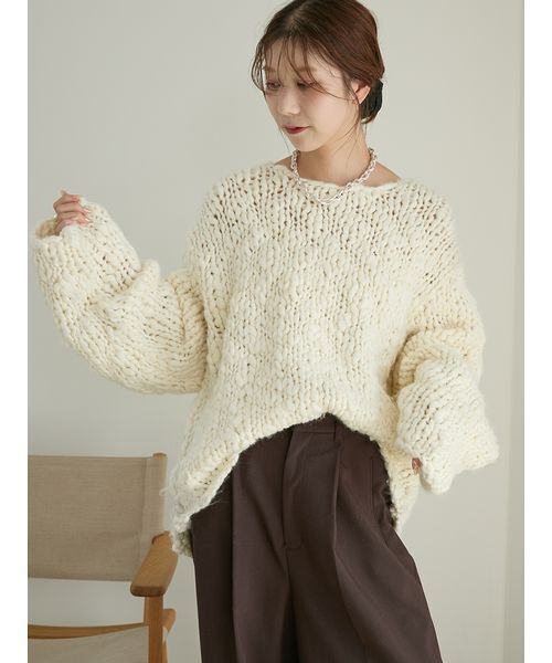 ウール混ハンドニットプルオーバー（ニット/セーター）｜emmi（エミ