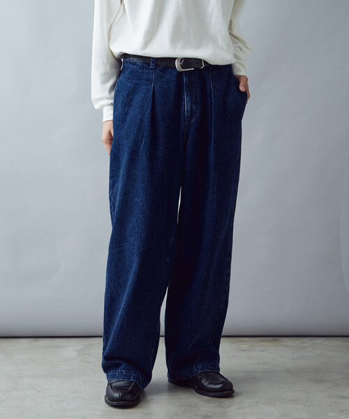 セール】【ainode】mishima タックテーパードパンツ（デニムパンツ