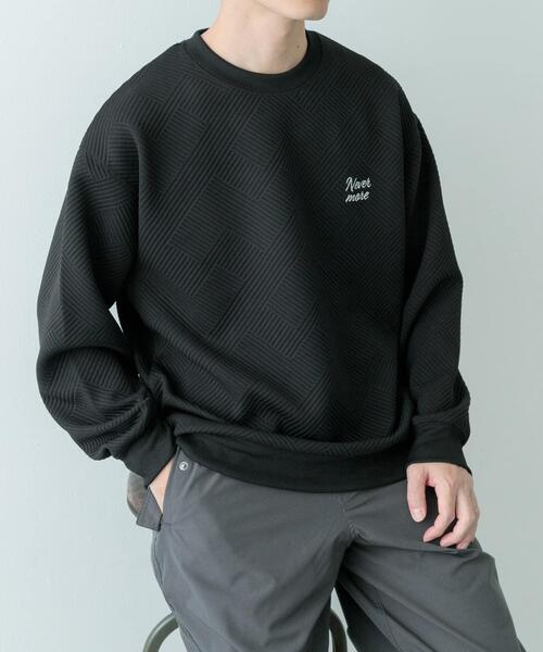 セール】『XLサイズあり』刺繍ジャカードロングスリーブカットソー