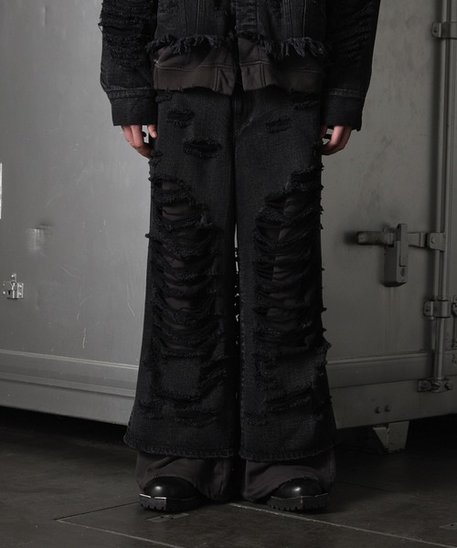 GRANCY グランシー ジップデザイン バギーデニム パンツ M ブラック