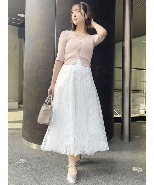 dazzlin（ダズリン）の「スパンコールチュールチェックスカート