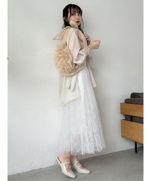 dazzlin（ダズリン）の「スパンコールチュールチェックスカート