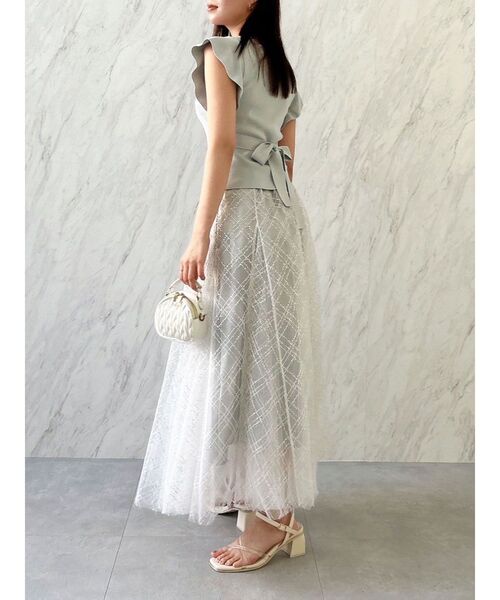 dazzlin（ダズリン）の「スパンコールチュールチェックスカート