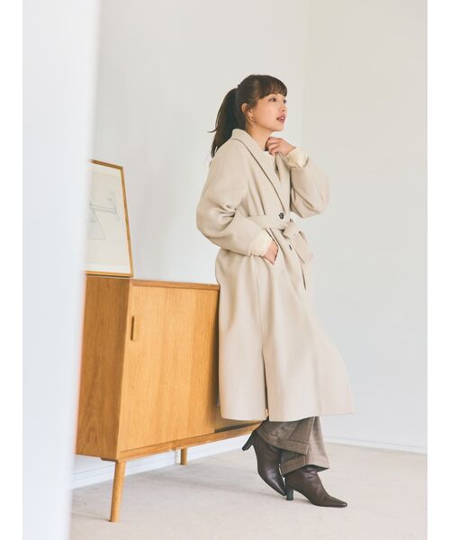 COHINA（コヒナ）の「ショールカラーバックタックフレアコート【低身長