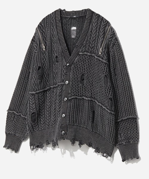 セール】BIGダメージZIPカーディガン(HARE)（カーディガン/ボレロ