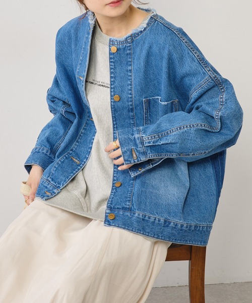 PUAL CE CIN（ピュアルセシン）の「ノーカラーデニムジャケット