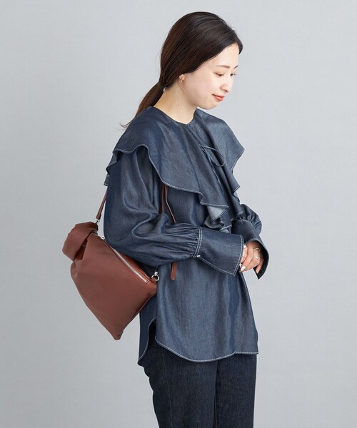セール】〈手洗い可能〉デニムフリルブラウス◇（シャツ/ブラウス