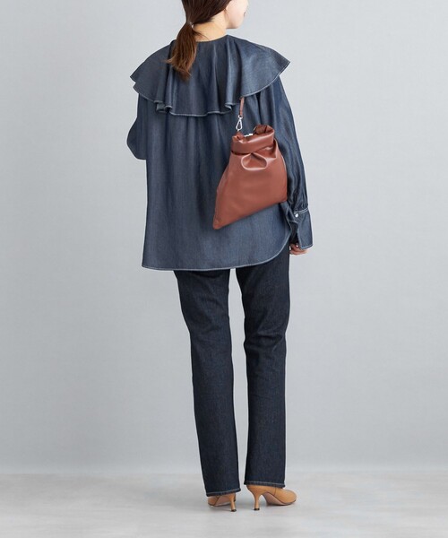 セール】〈手洗い可能〉デニムフリルブラウス◇（シャツ/ブラウス