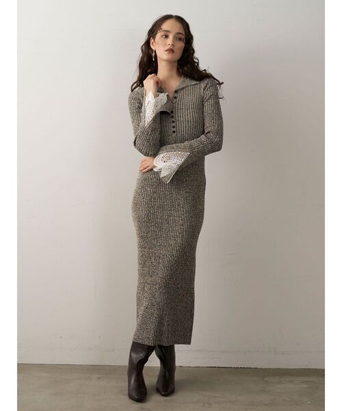 LAGUNAMOON（ラグナムーン）の「レーススリーブネップリブニット