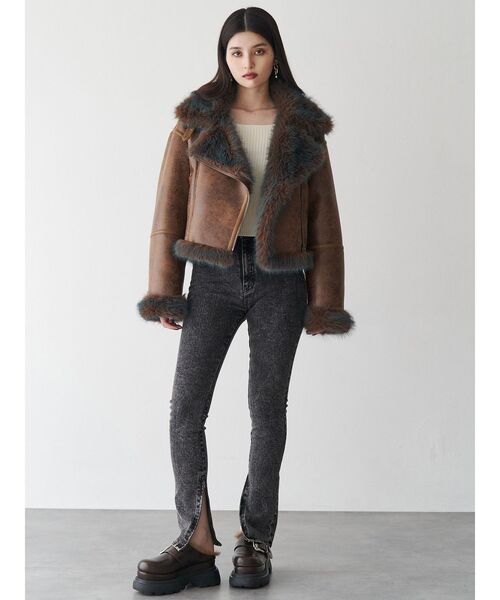 セール】アンイーブンショートフェイクムートンジャケット（ムートン