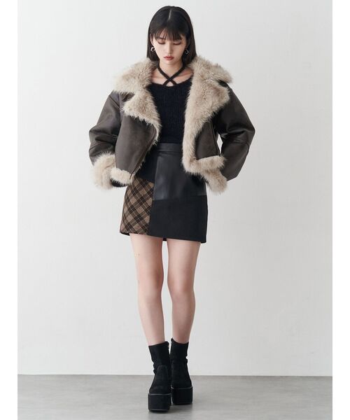 セール】アンイーブンショートフェイクムートンジャケット（ムートン