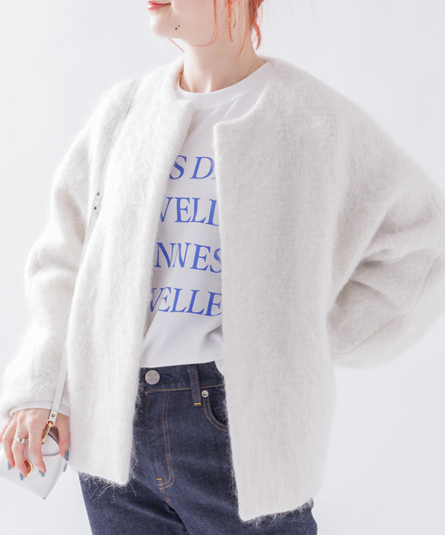 Rouge vif（ルージュヴィフ）の「シャギーショートコート（ノーカラー