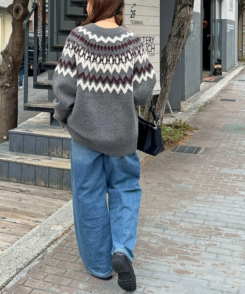 セール】【ユニセックス】求心柄オーバーニット（ニット/セーター