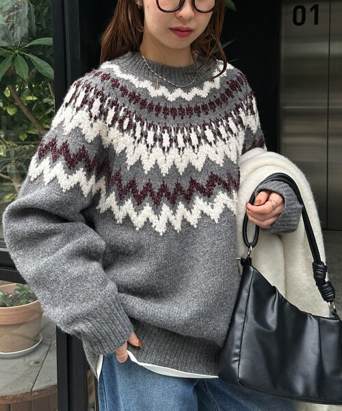 ユニセックス】求心柄オーバーニット（ニット/セーター）｜DISCOAT