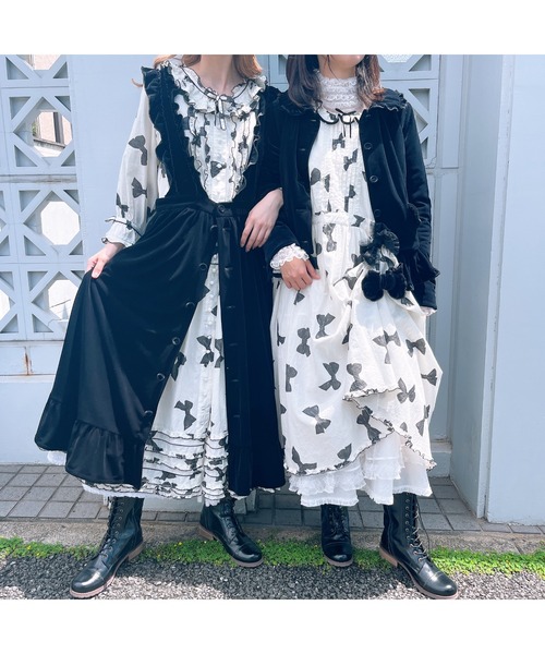 PINK HOUSE（ピンクハウス）の「ベルベットリボンプリントミディ