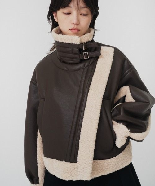 セール】IMITATION MOUTON CROPPED RIDERS JACKET / イミテーション