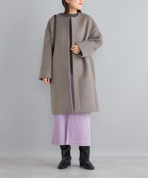 SHIPS（シップス）の「SUPER140 ノーカラー コクーン コート◇（ノー