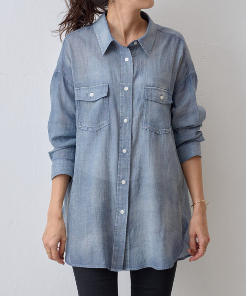 BEARDSLEY（ビアズリー）の「シフォンデニムシャツ（シャツ/ブラウス